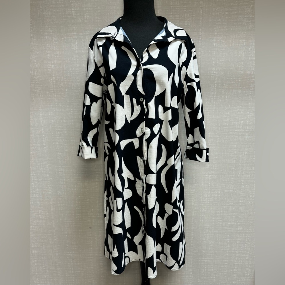 Joseph Ribkoff Abstract Print Stretch Poplin Trapeze Dress